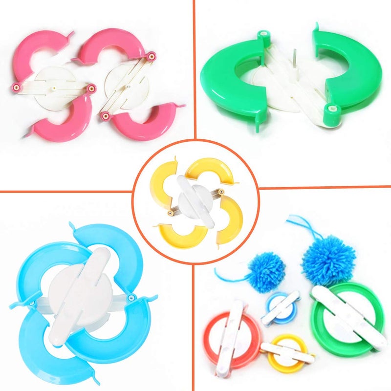 RRigo Pom Pom Maker, 4 Sizes Pompom Maker Tool Set for Fluff Ball Weave DIY Wool Yarn Knitting Craft Project for Adult - RRigo - Image 4